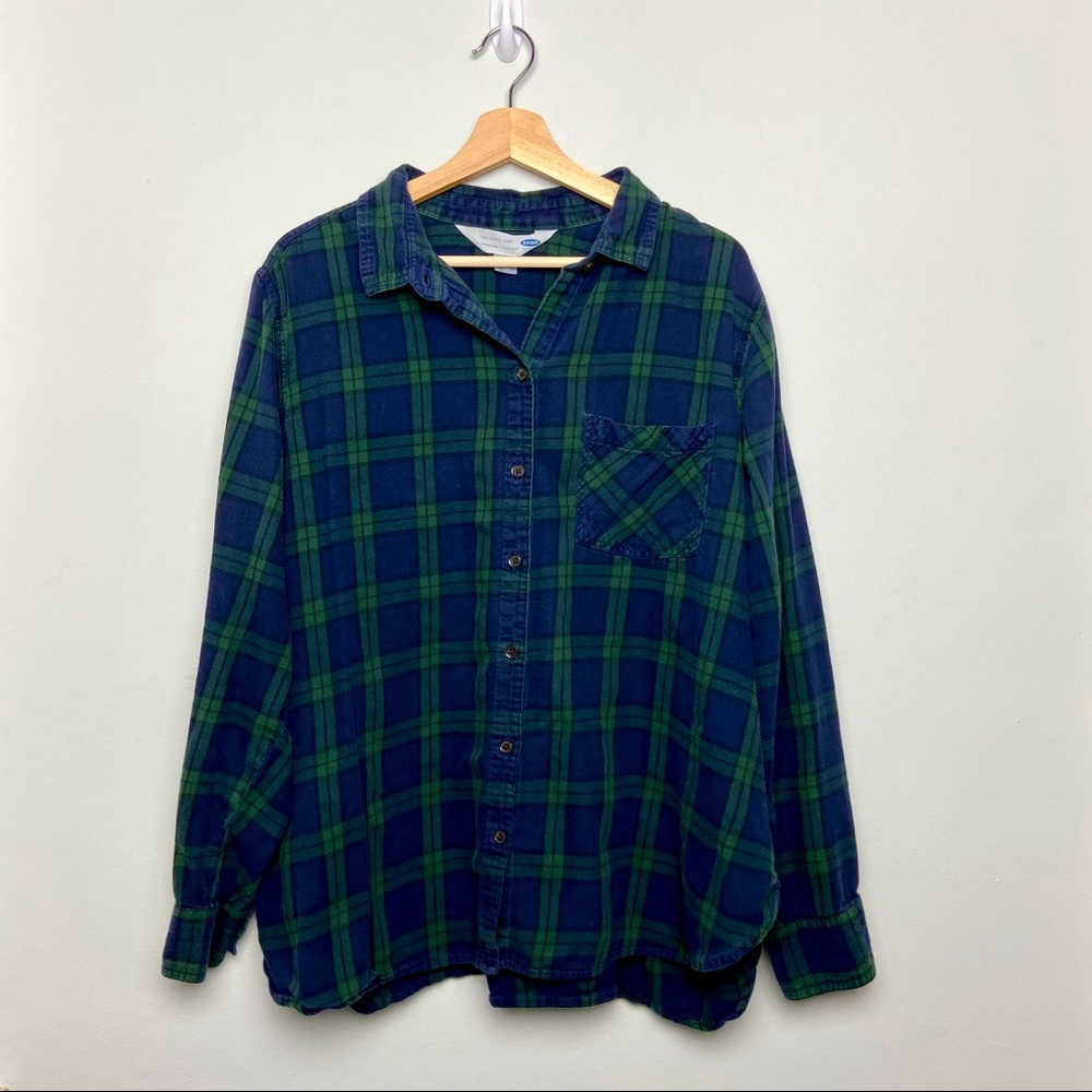 Old Navy Green/ Blue Classic Flannel Shirt | XXL